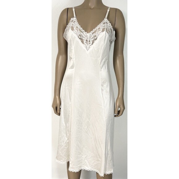 VTG Maidenform Something Special Nylon Full Slip Size 36 White Lace ILGWU USA - Picture 1 of 8